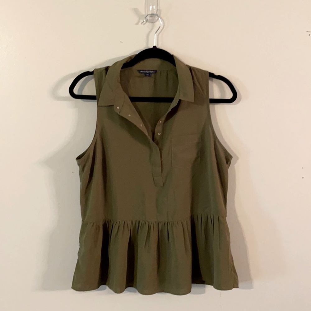 American Eagle Sleeveless Snap Button Peplum Top - image 1